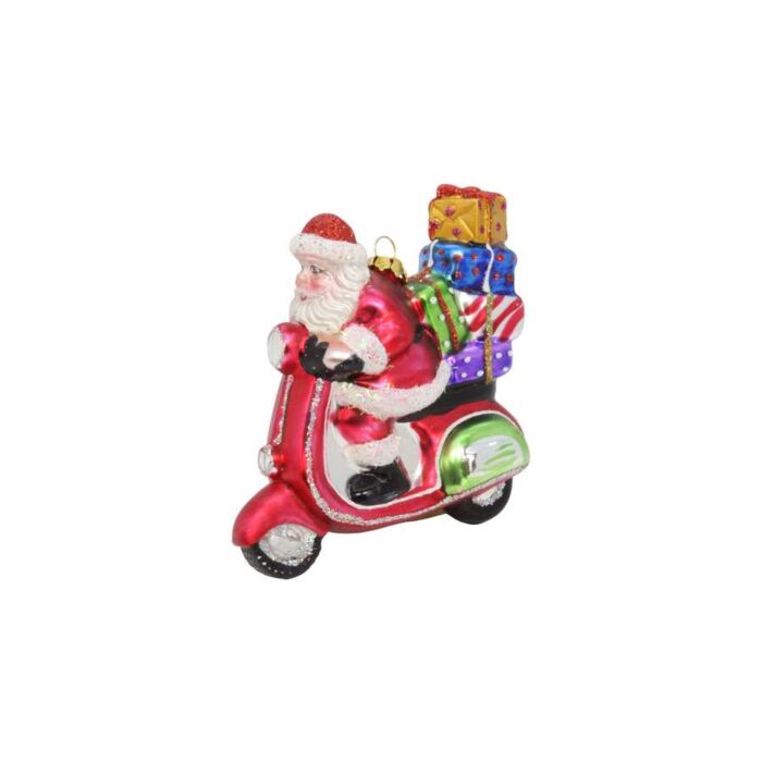 Gisela Graham Painted Glass Santa on Scooter - 11cm-2
